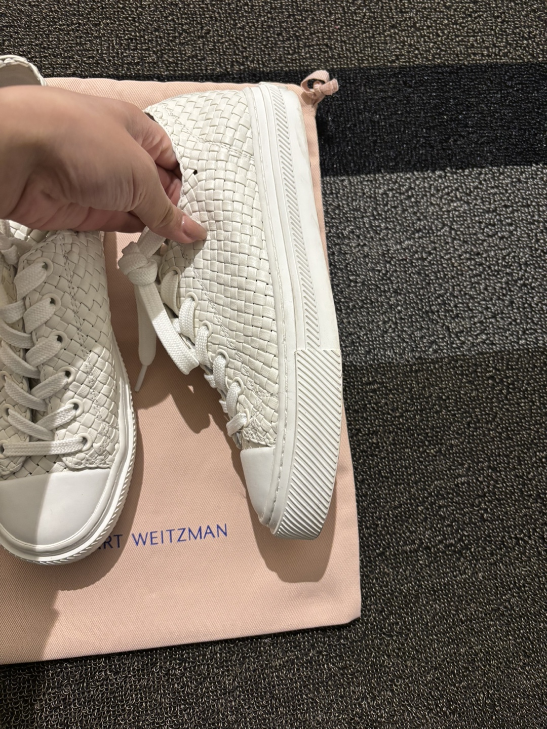 Stuart Weitzman White Woven Leather Sneakers - photo 3