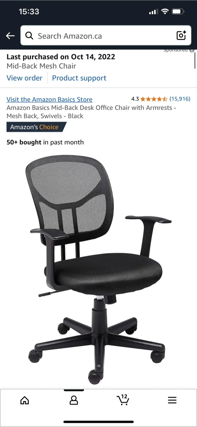 Amazon Basics Mid-Back Mesh Office Chair thumbnail