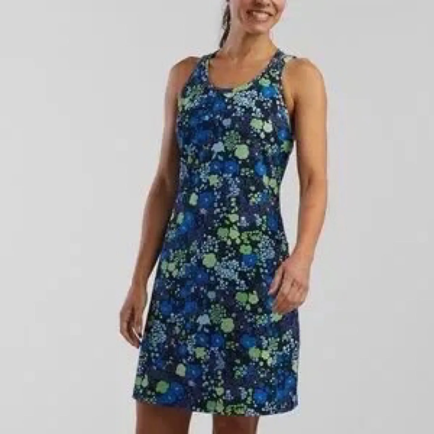 Women's Blue Floral Sleeveless Dress thumbnail