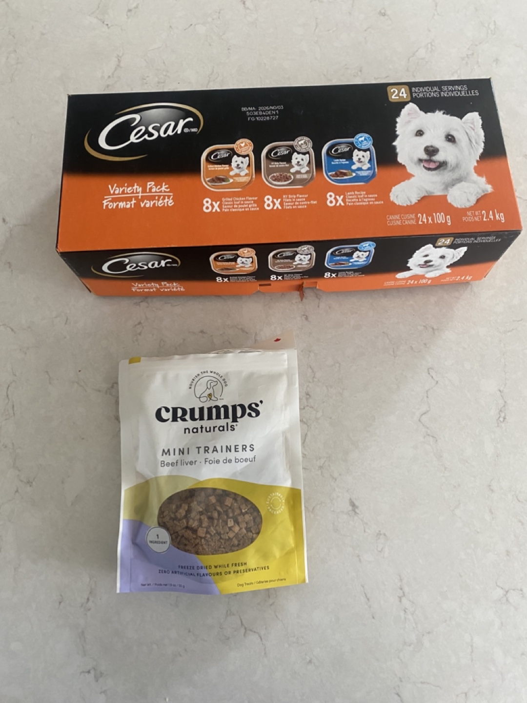 Dog Bed, Food, and Treats