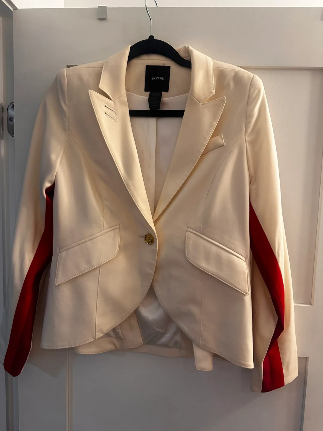 SMYTHE cream blazer with red stripes, size 8. In great shape! thumbnail