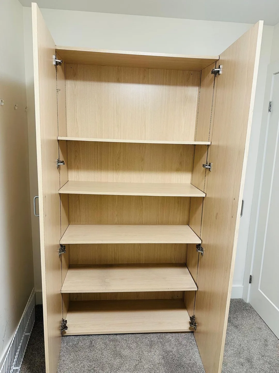 Large Wooden Storage Cabinet with Shelves thumbnail