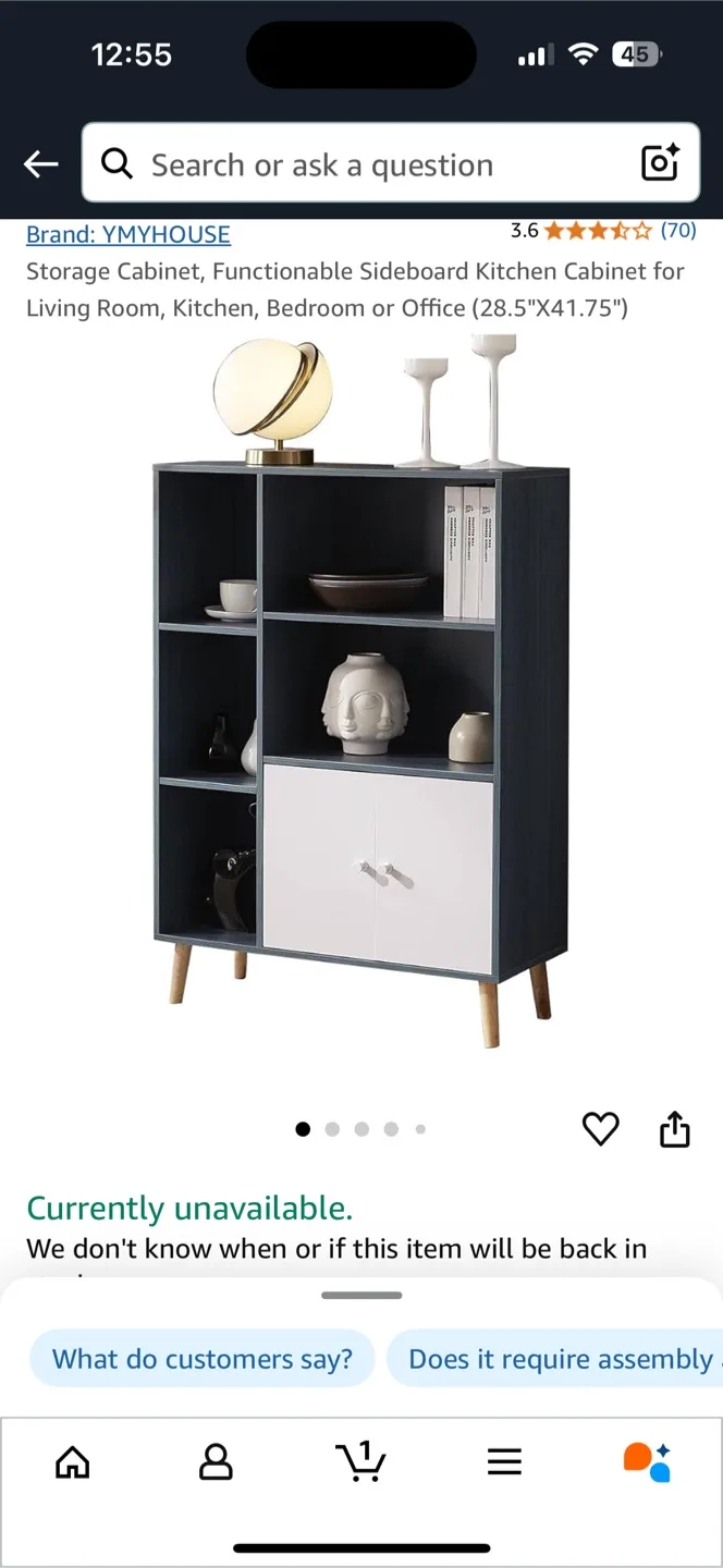 MCM Sideboard Cabinet - Blue & White thumbnail