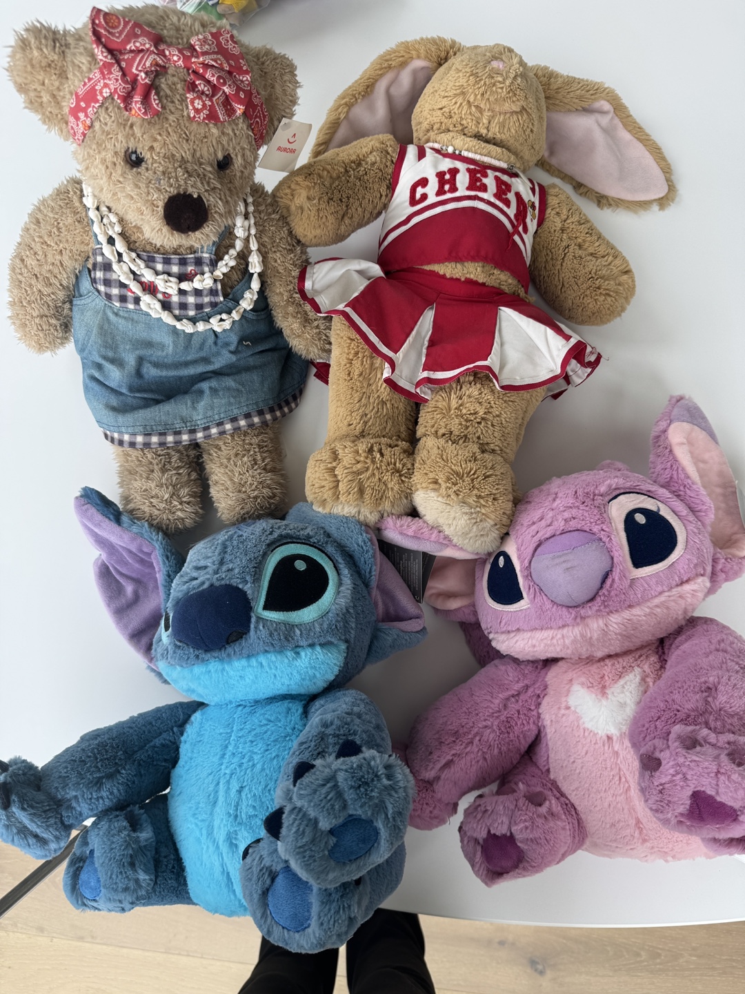 Lot of 4 Plush Toys: Bear, Bunny, Stitch, Angel