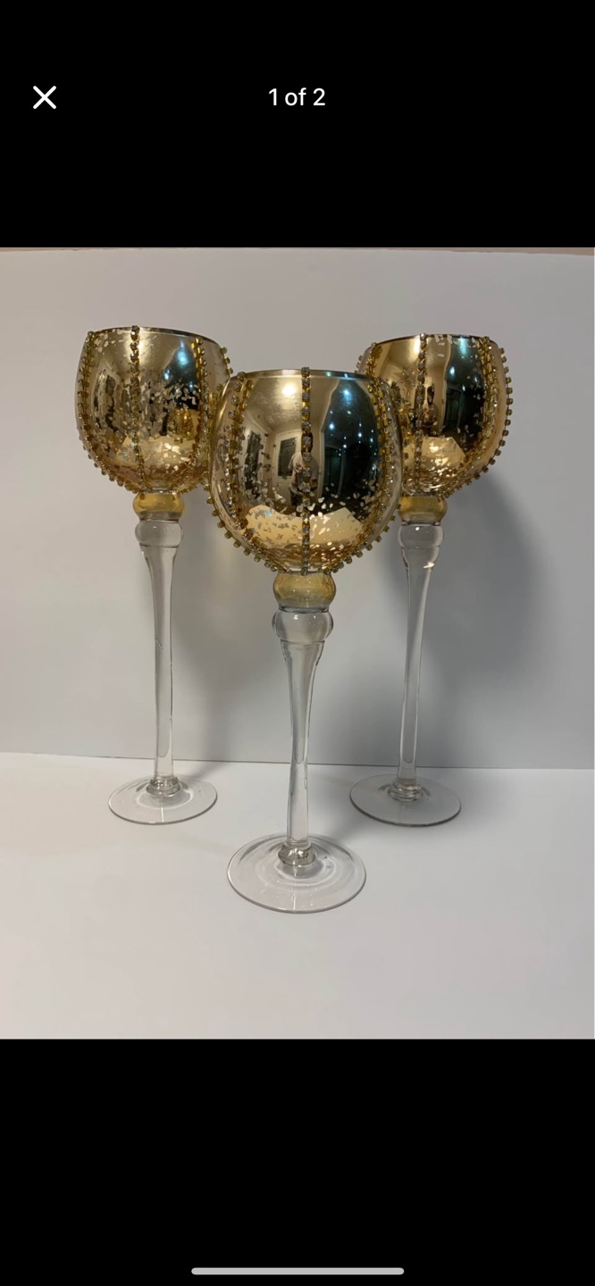 Set of 3 Gold Votive Candle Holders