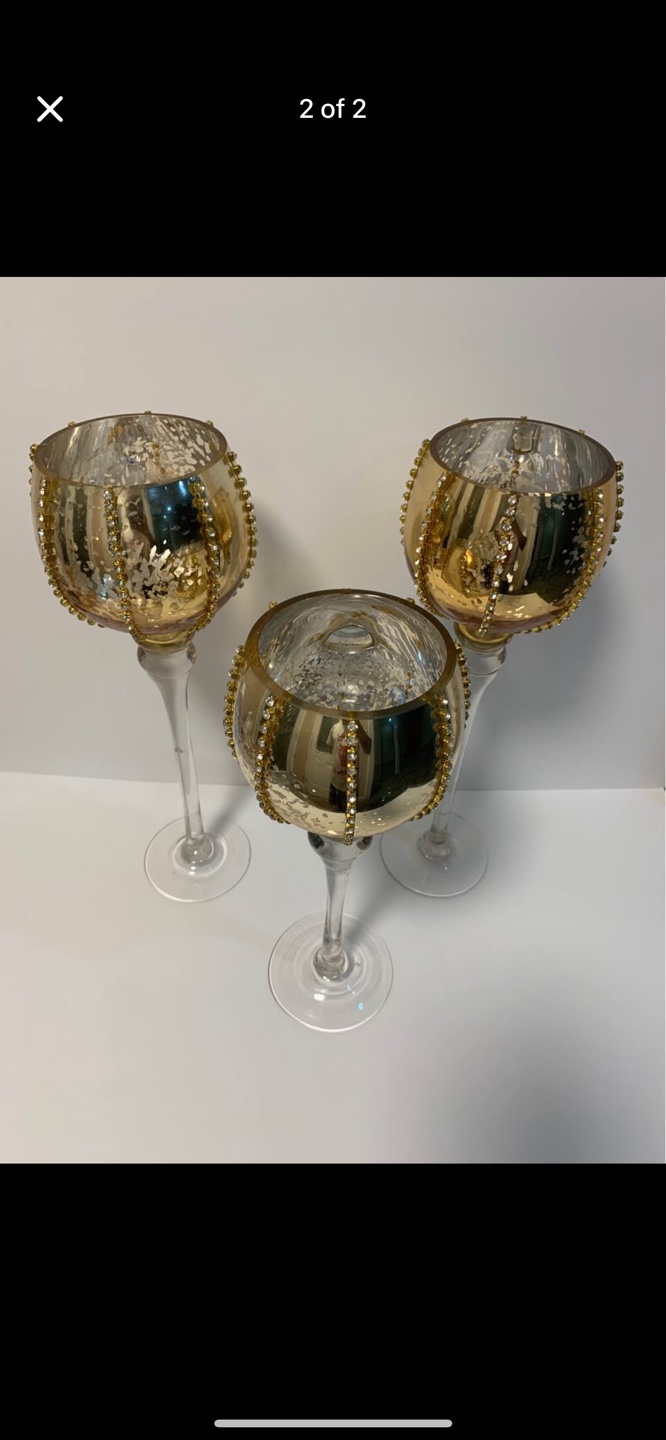 Set of 3 Gold Votive Candle Holders - photo 2