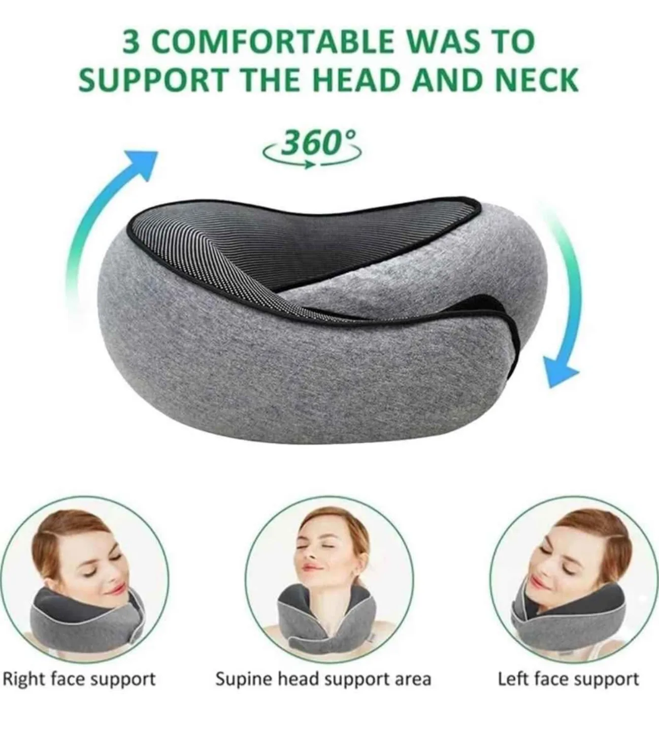 Memory Foam Travel Neck Pillow with Carry Bag image indicator(3)