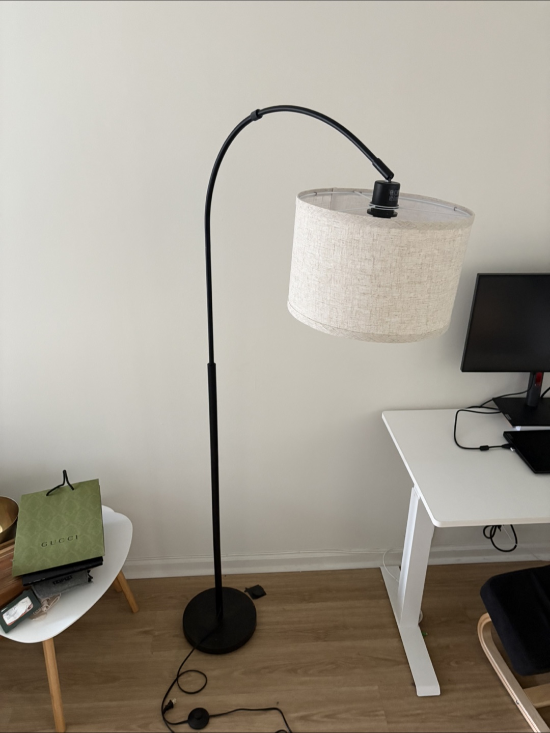 Arc Floor Lamp with Beige Shade - photo 2