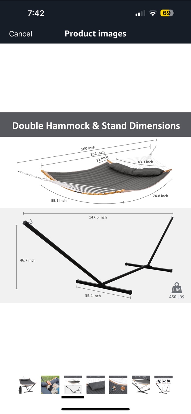 New SUNCREAT Portable Hammock with Stand, Dark Gray - photo 2