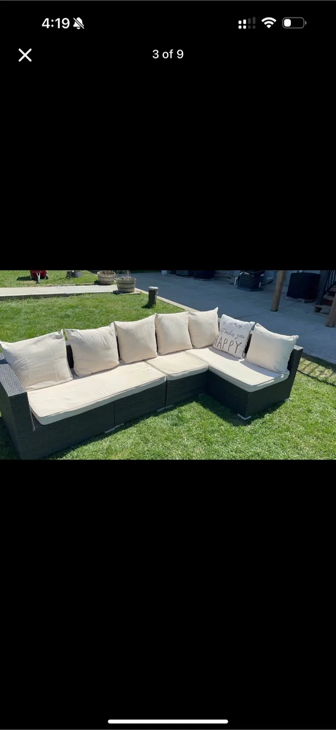 4-5 seater patio Outdoor Wicker Sectional Sofa Set image indicator(3)