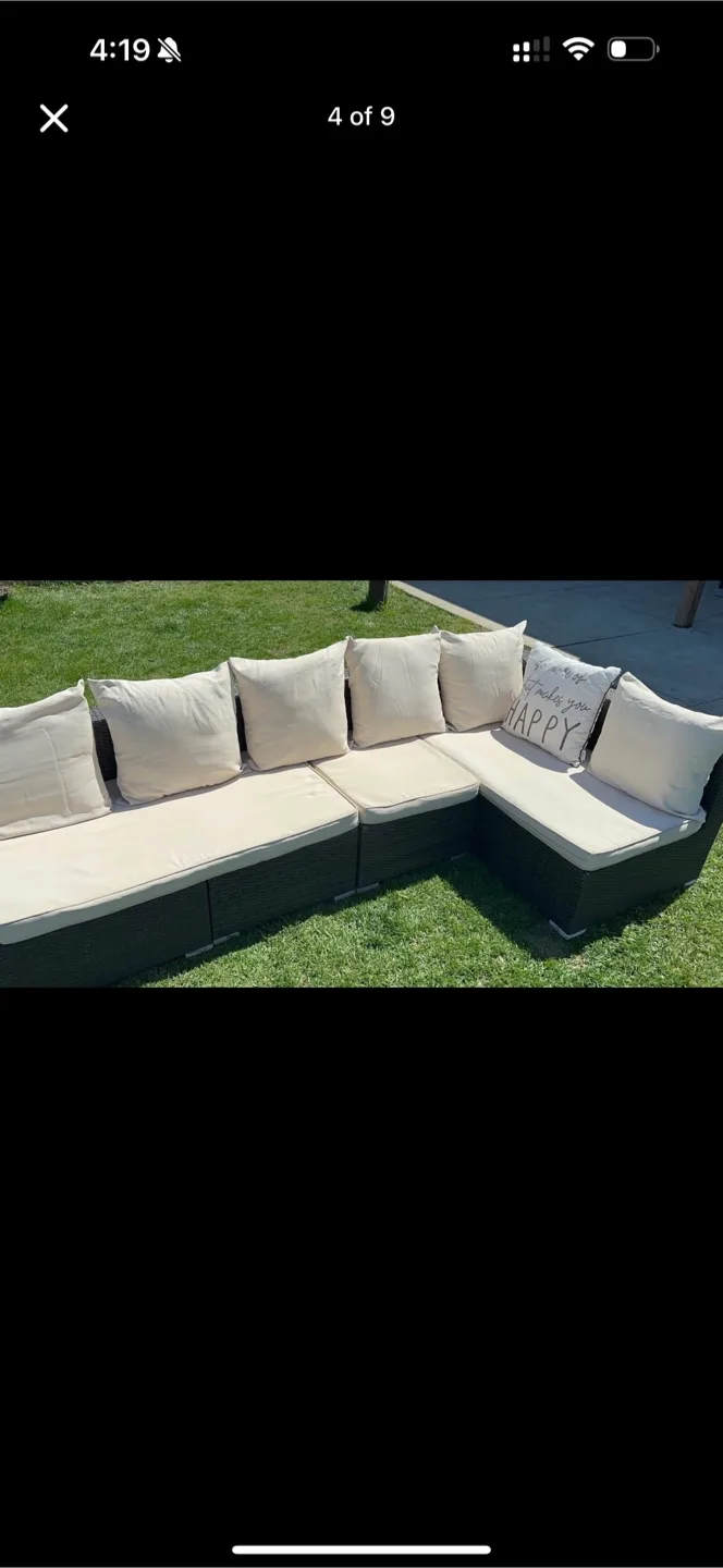 4-5 seater patio Outdoor Wicker Sectional Sofa Set image indicator(4)