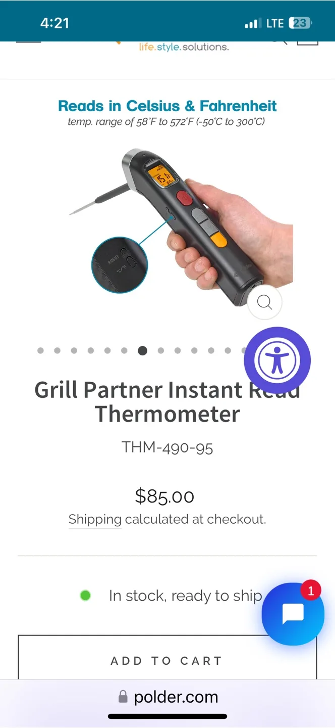 Polder Grill Partner Instant Read Thermometer THM-490-95 image indicator(6)