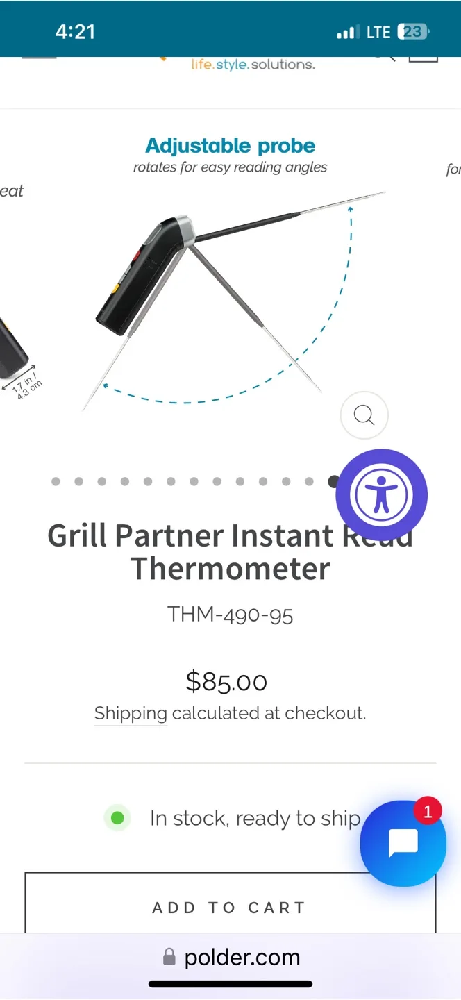 Polder Grill Partner Instant Read Thermometer THM-490-95 image indicator(8)
