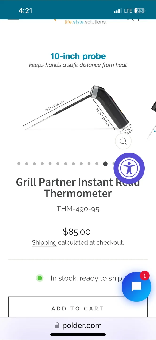 Polder Grill Partner Instant Read Thermometer THM-490-95 image indicator(7)