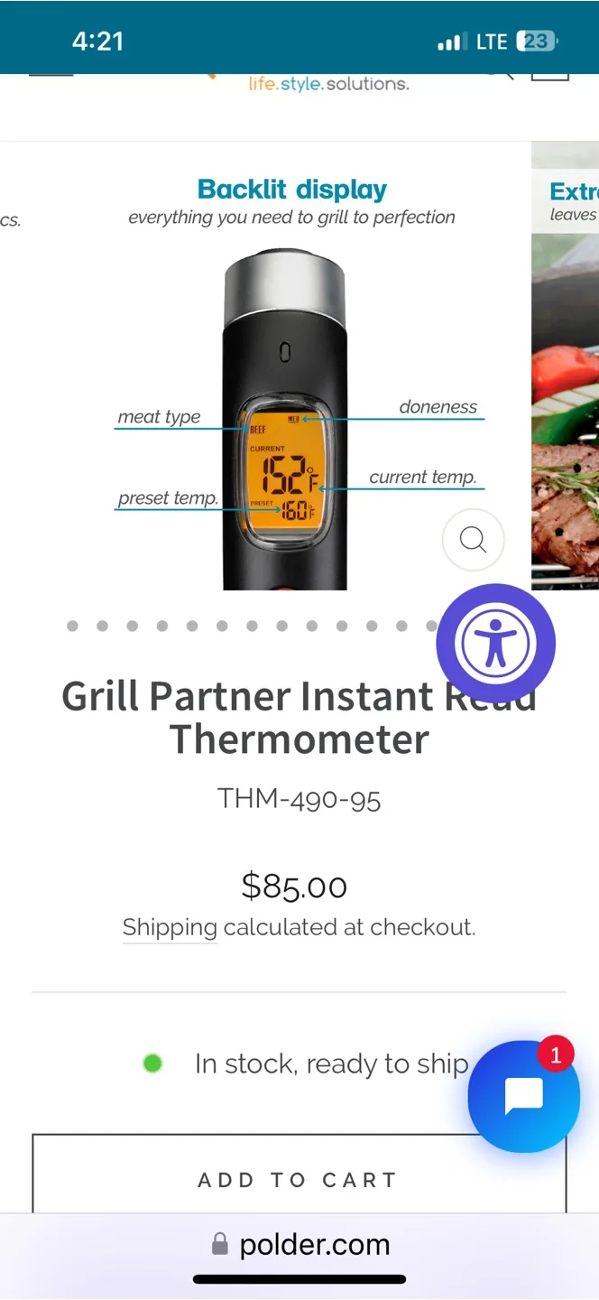 Polder Grill Partner Instant Read Thermometer THM-490-95 image indicator(10)