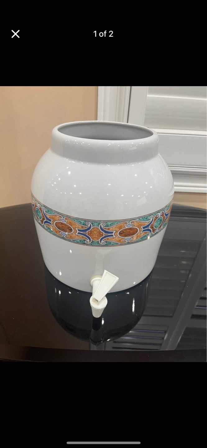 White Ceramic Water Dispenser with Spigot