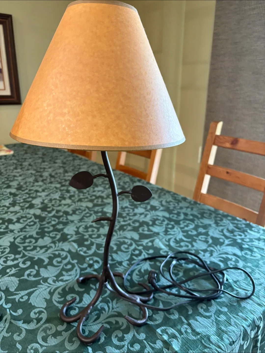 Pair of Table Lamps, Metal Leaf Design, Beige Shades image indicator(2)