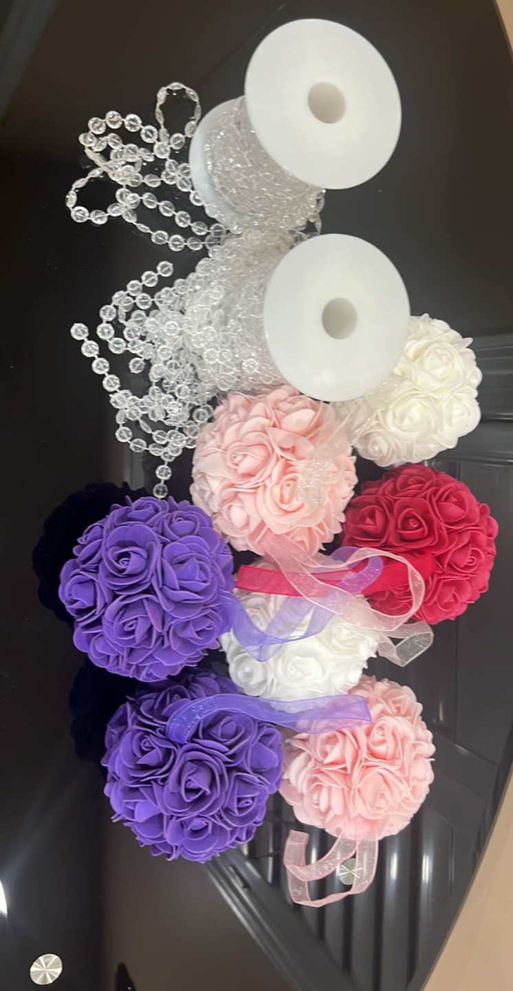 Rose flower balls and beaded garland