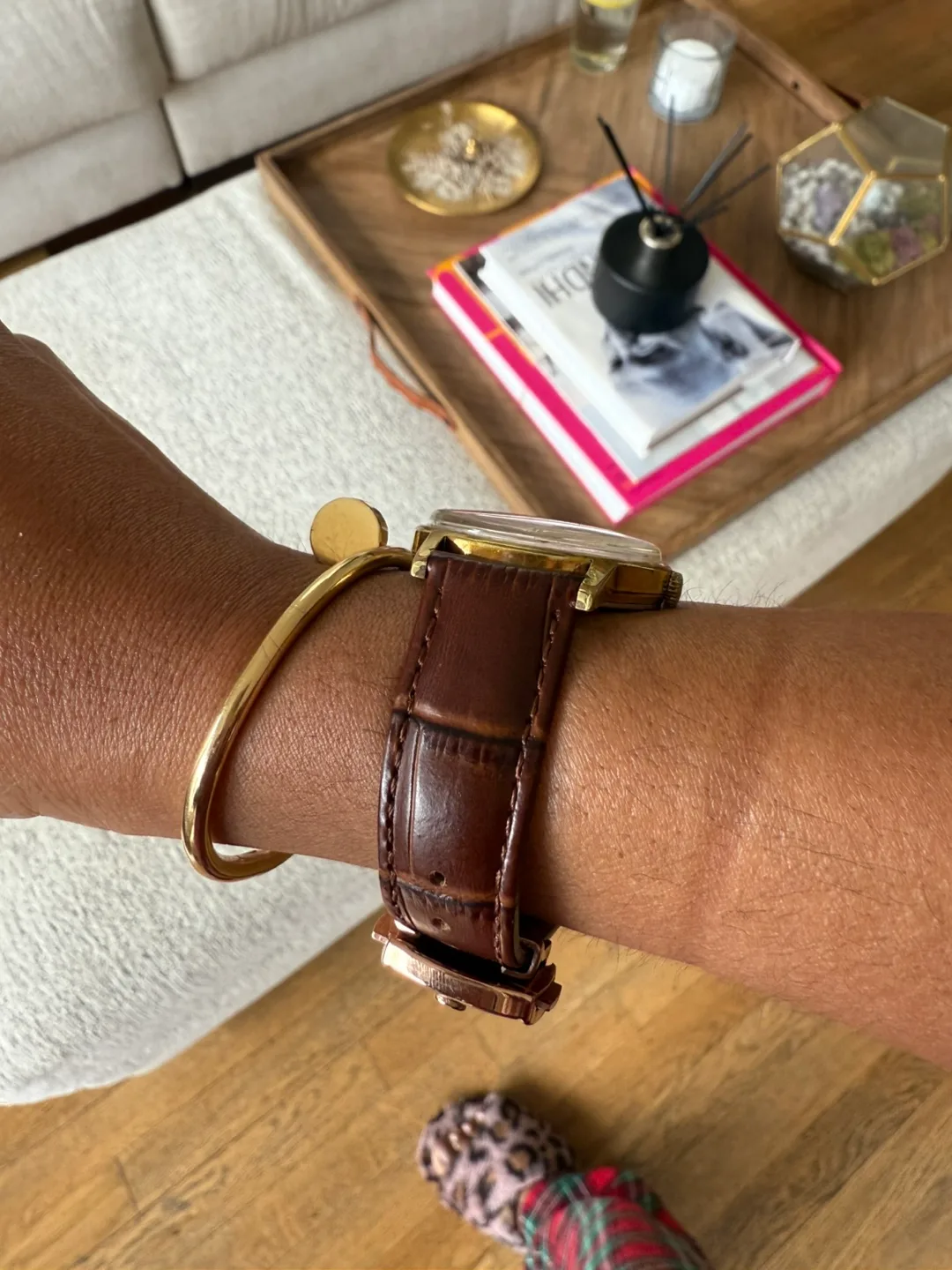 Vintage Omega Geneve Watch with Brown Leather Band image indicator(2)