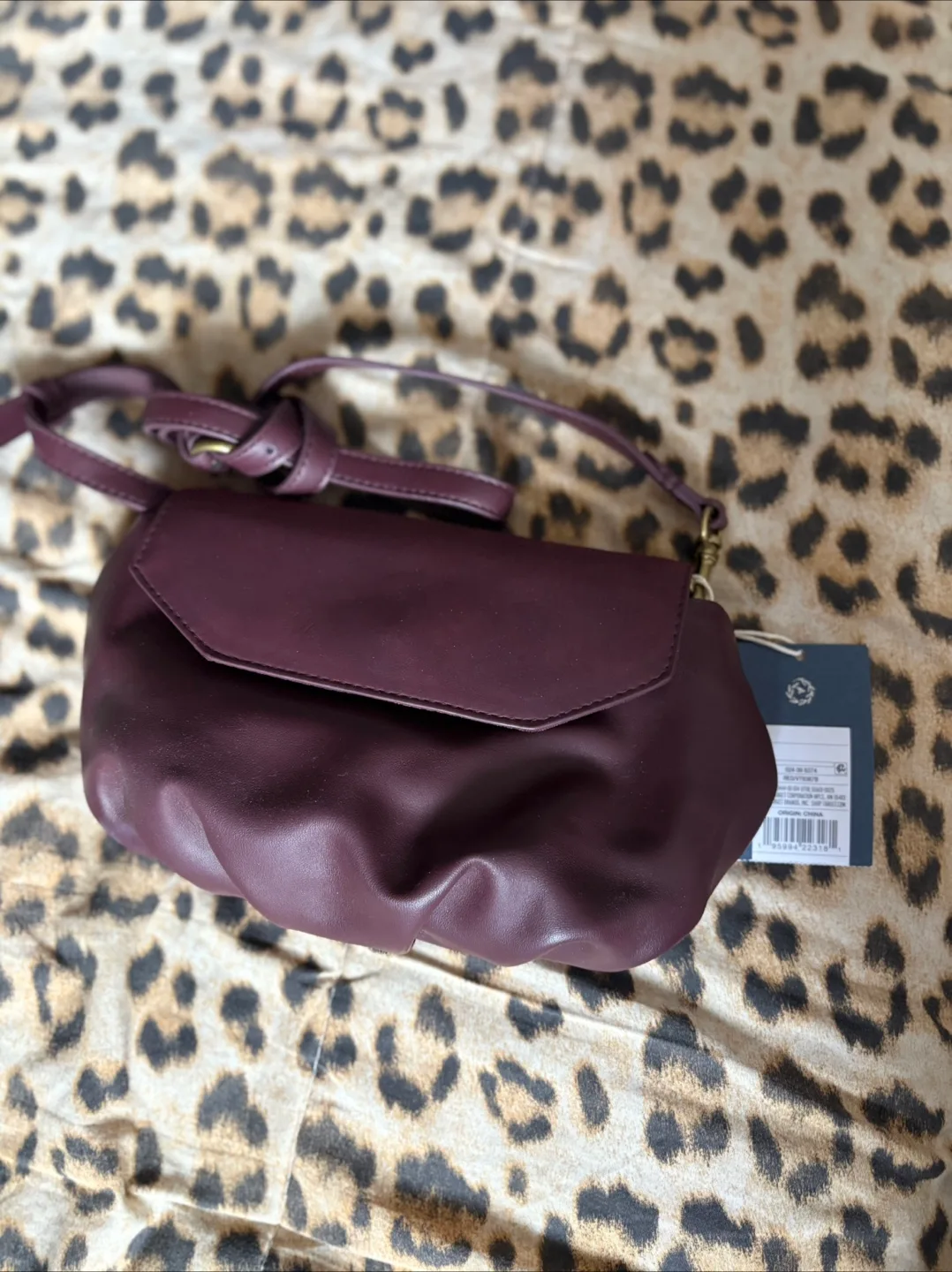 Burgundy Faux Leather Crossbody Bag thumbnail