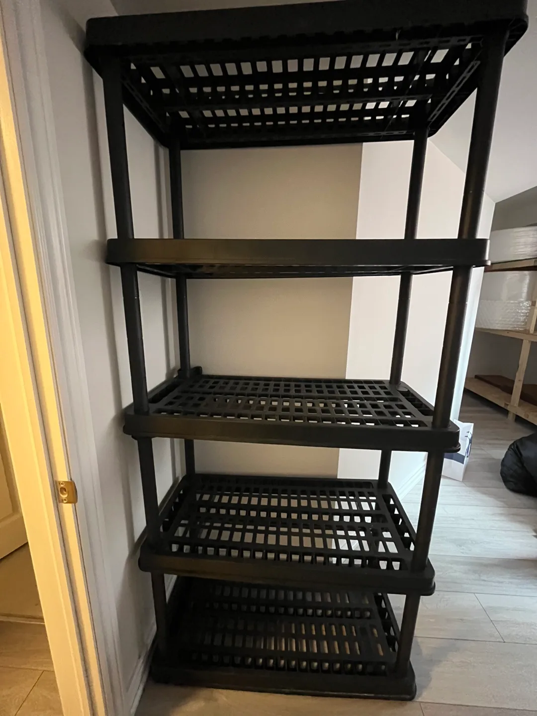 Black Plastic 4-Tier Shelving Unit thumbnail