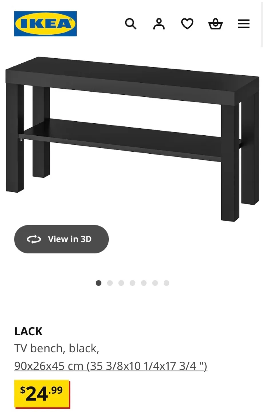 IKEA LACK TV Bench - Black thumbnail