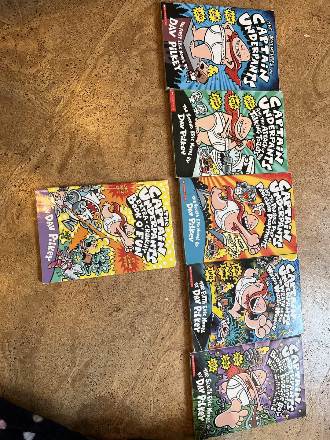 Captain Underpants Books 1-6 except 3 + bonus book