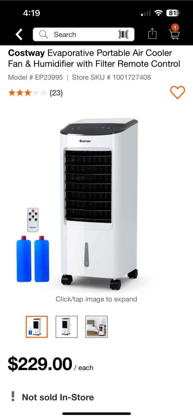 Costway Evaporative Portable Air Cooler Fan & Humidifier