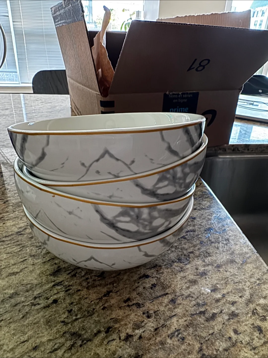 New! Marble-patterned Dinner Plates and Bowls Set image indicator(5)