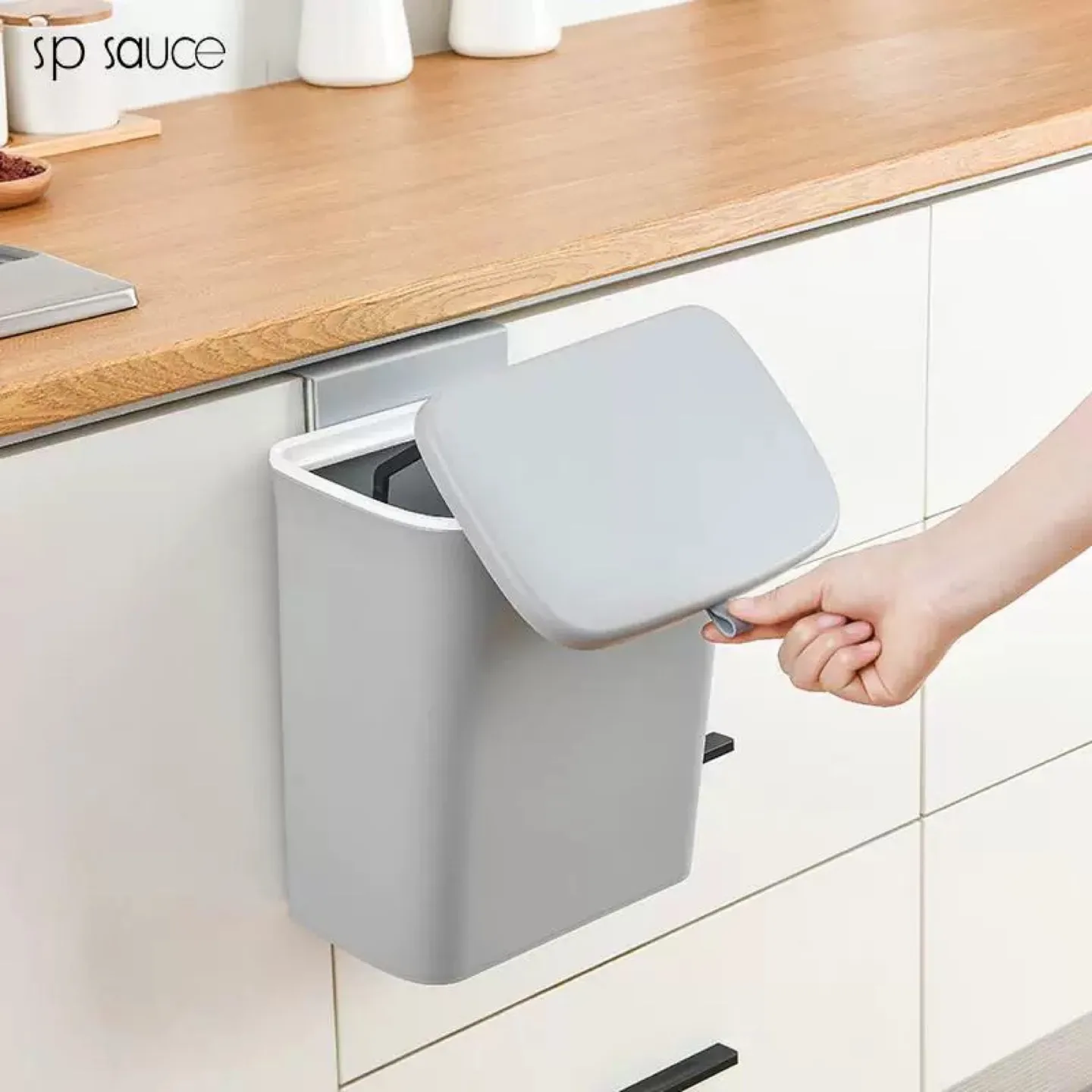 Grey Under Cabinet Hanging Trash Can thumbnail