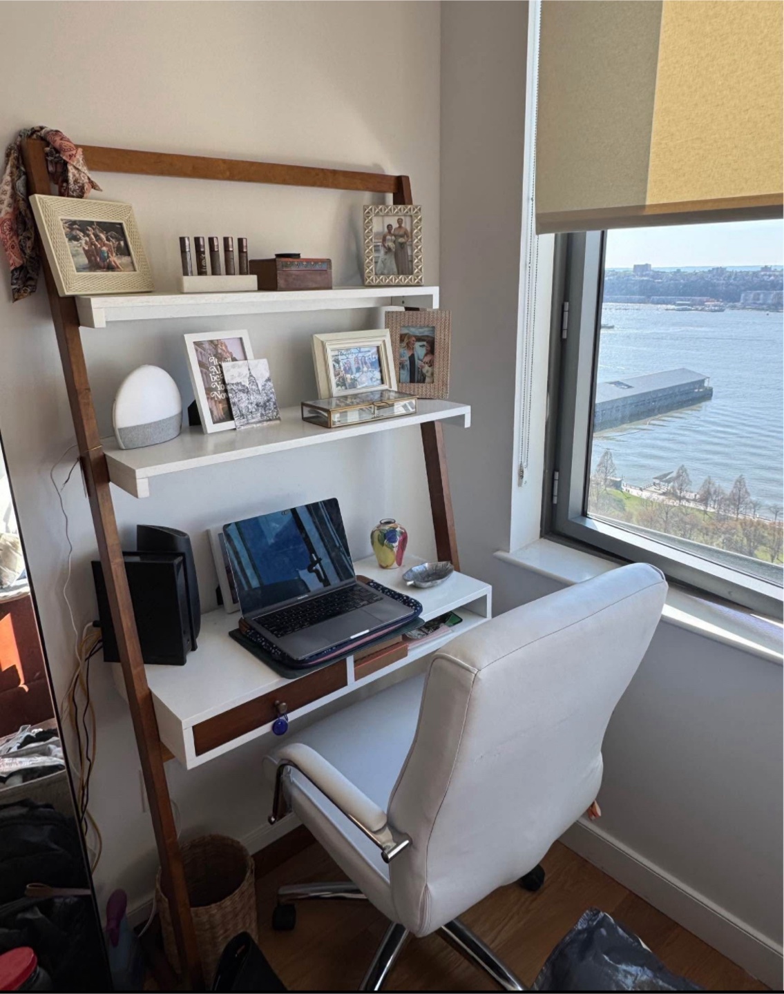 Ladder Desk with Shelves and Chair