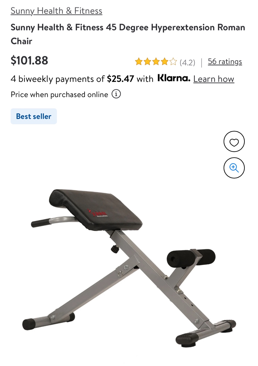 Sunny Health & Fitness Roman Chair - Hyperextension Bench - photo 2