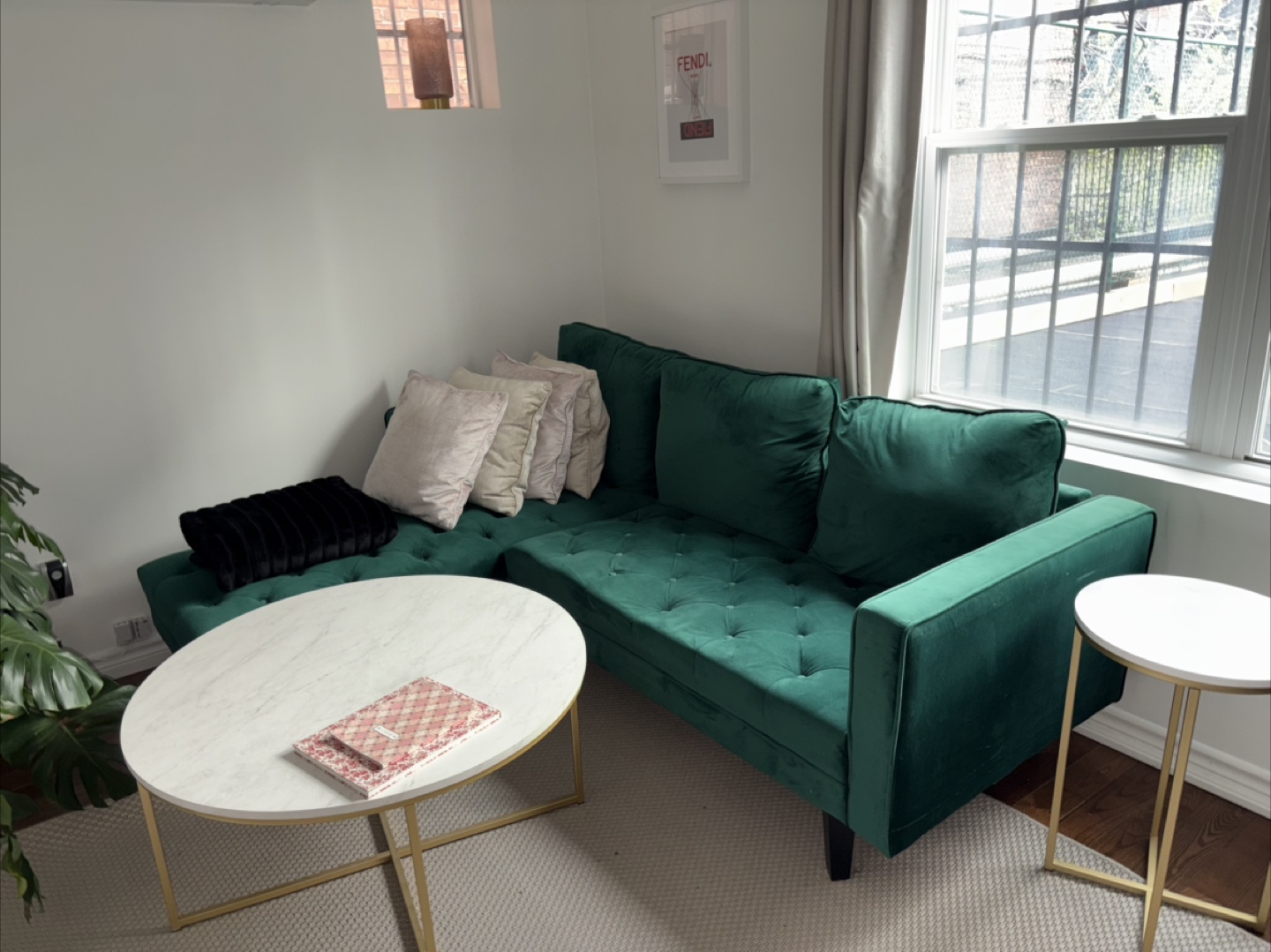 Emerald Green Velvet Sectional Sofa - photo 3