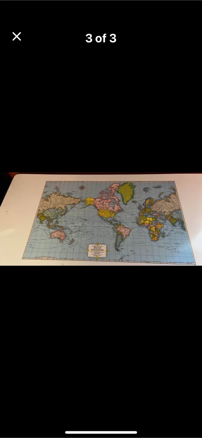 Vintage Mid-Century Modern Desk with World Map image indicator(3)
