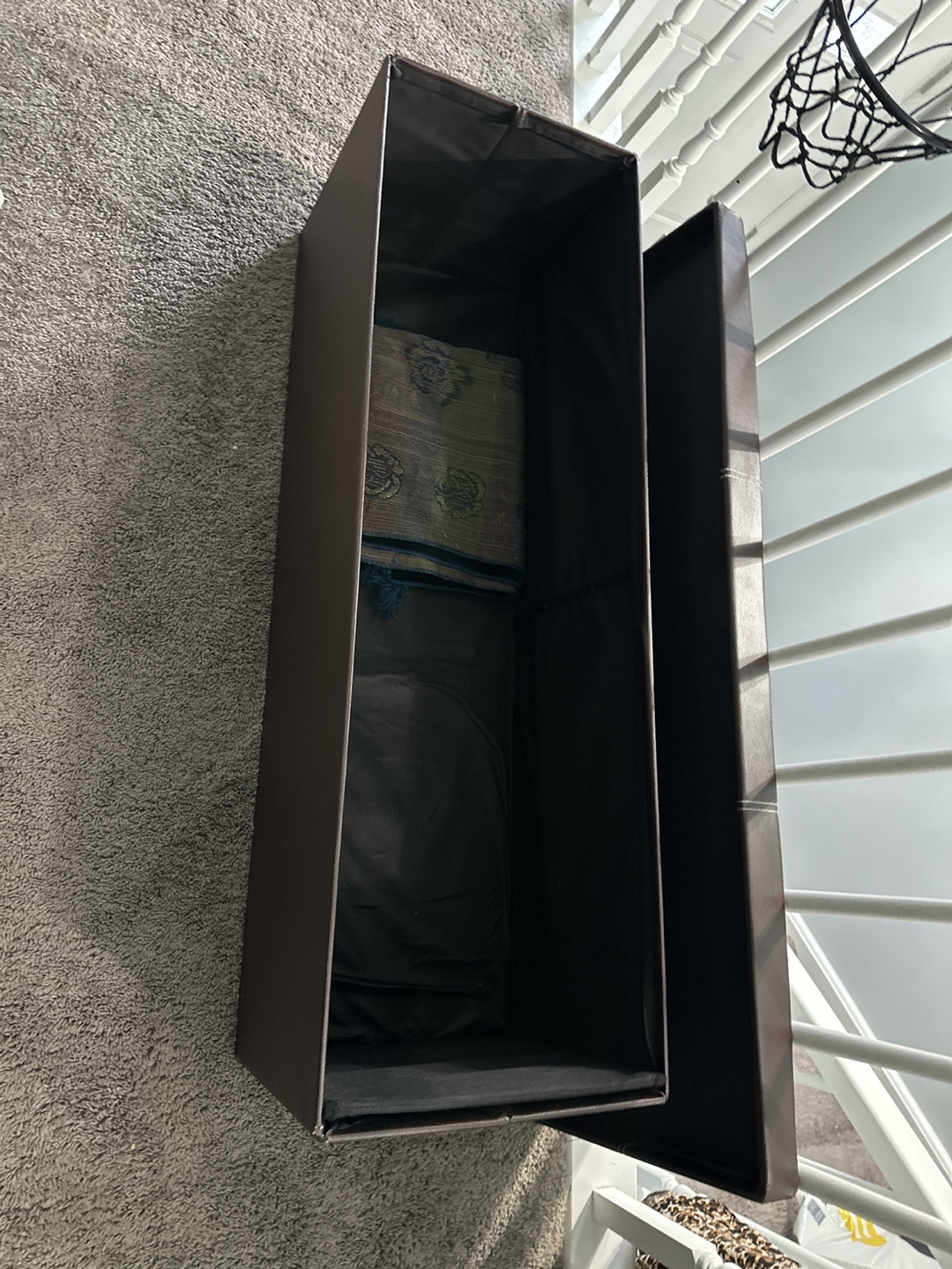 Brown Faux Leather Storage Ottoman Bench