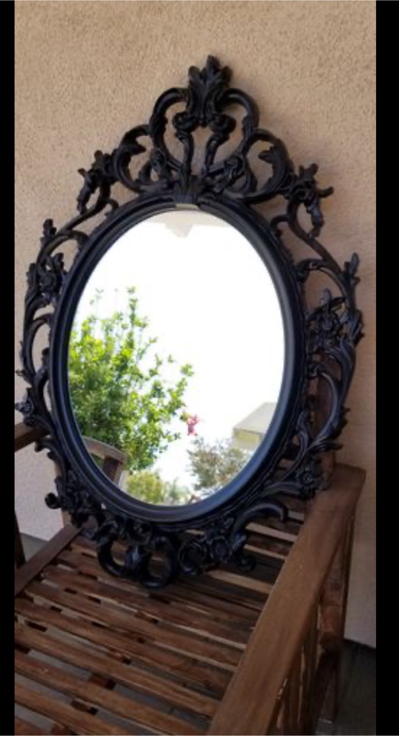 Black Ornate Oval Mirror - photo 2
