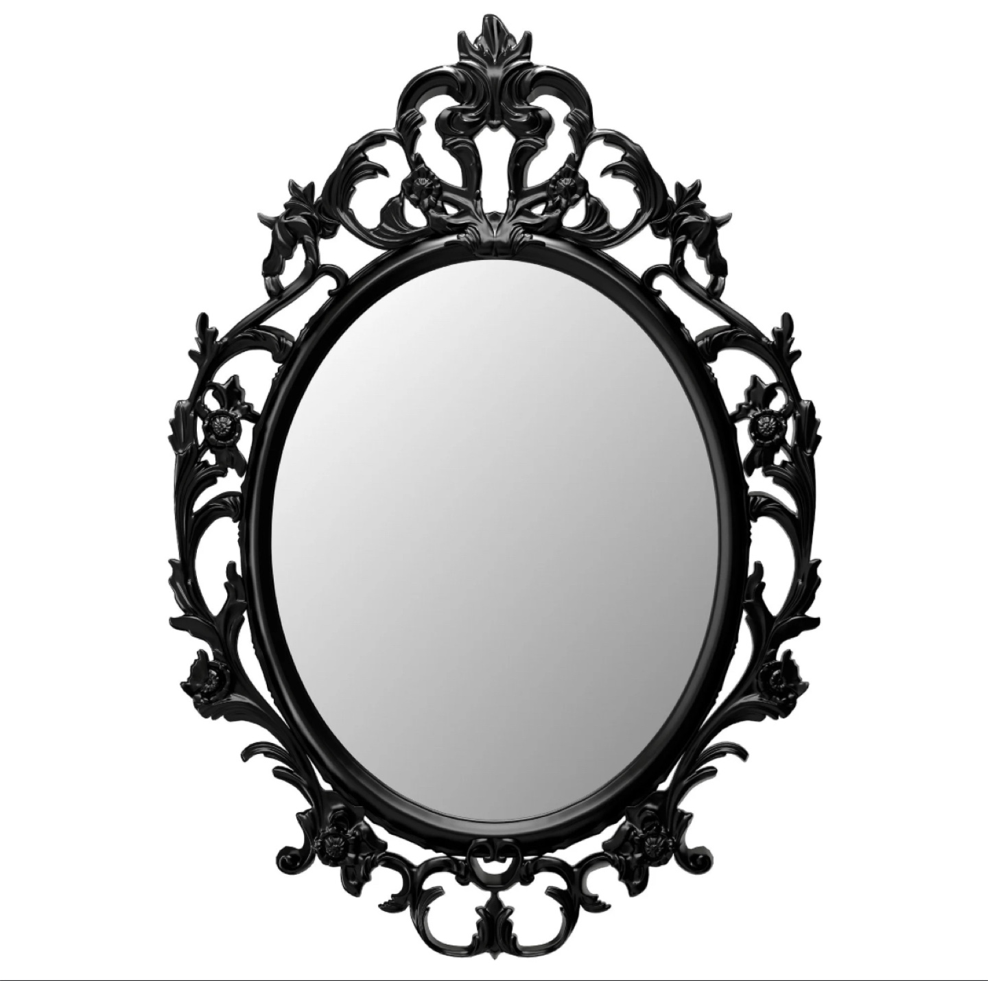 Black Ornate Oval Mirror