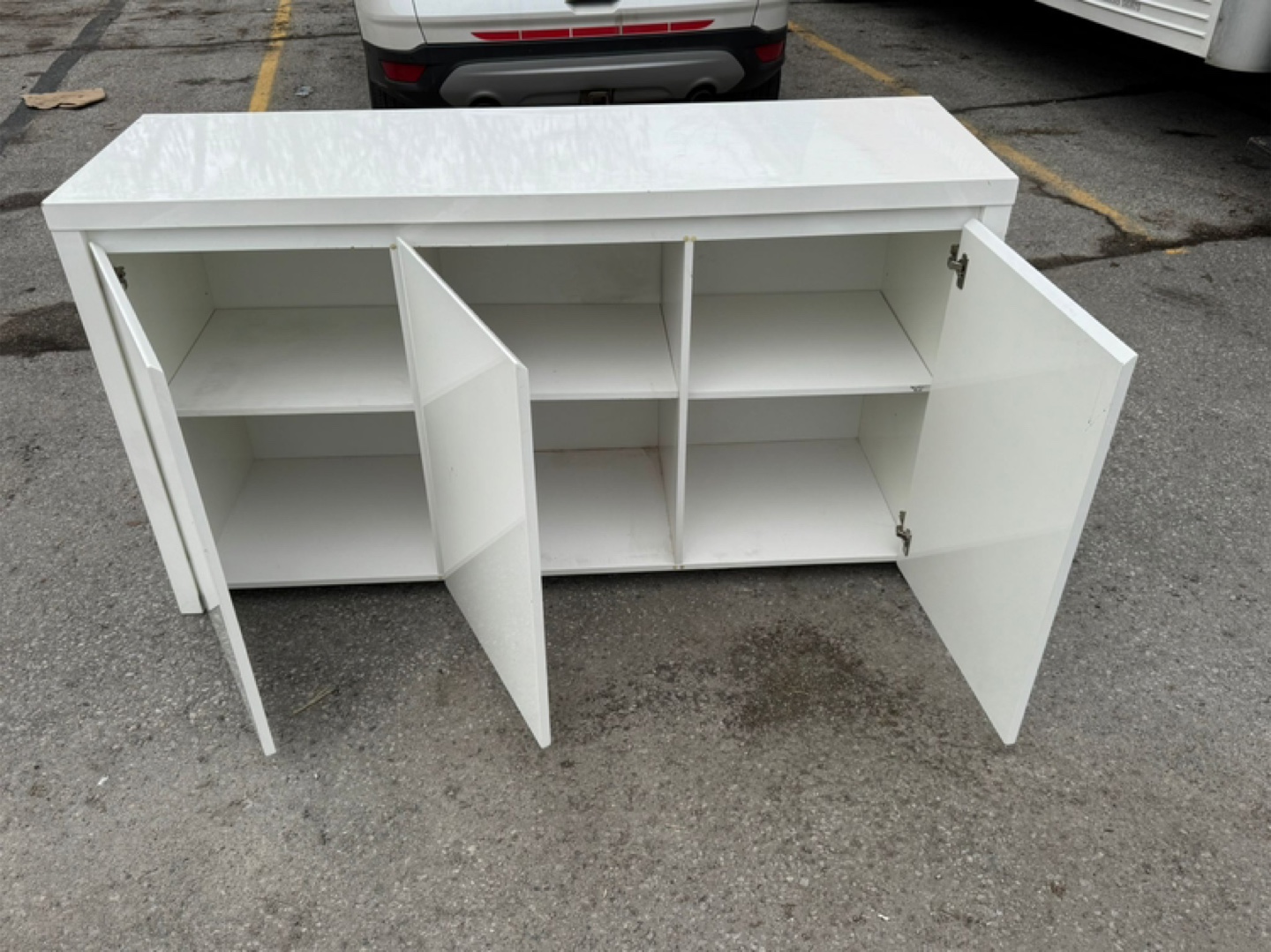 🔥 URGENT MOVE-OUT SALE! Sleek White TV Table with Cabinets - photo 2