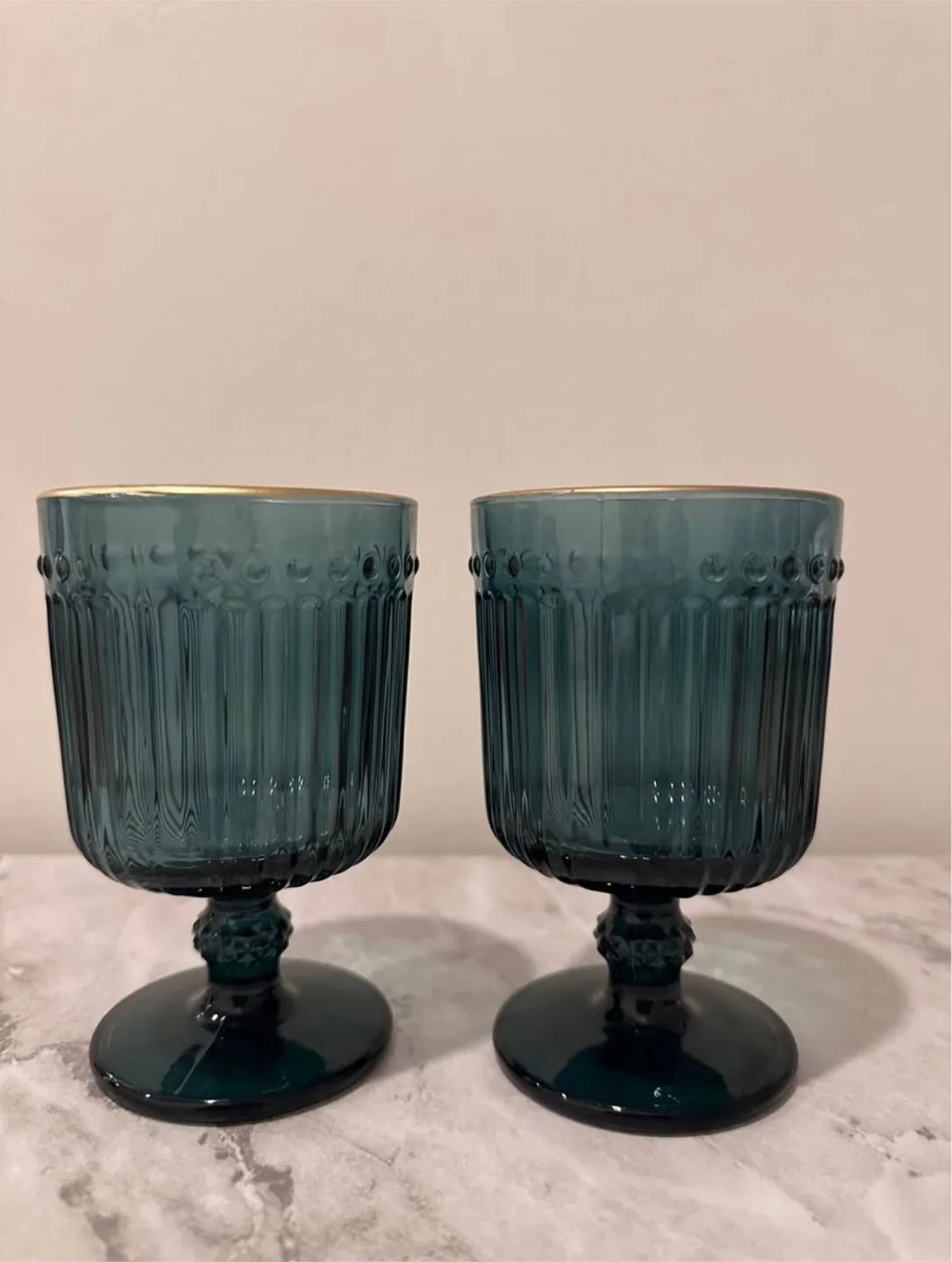 Teal Glass Goblets thumbnail