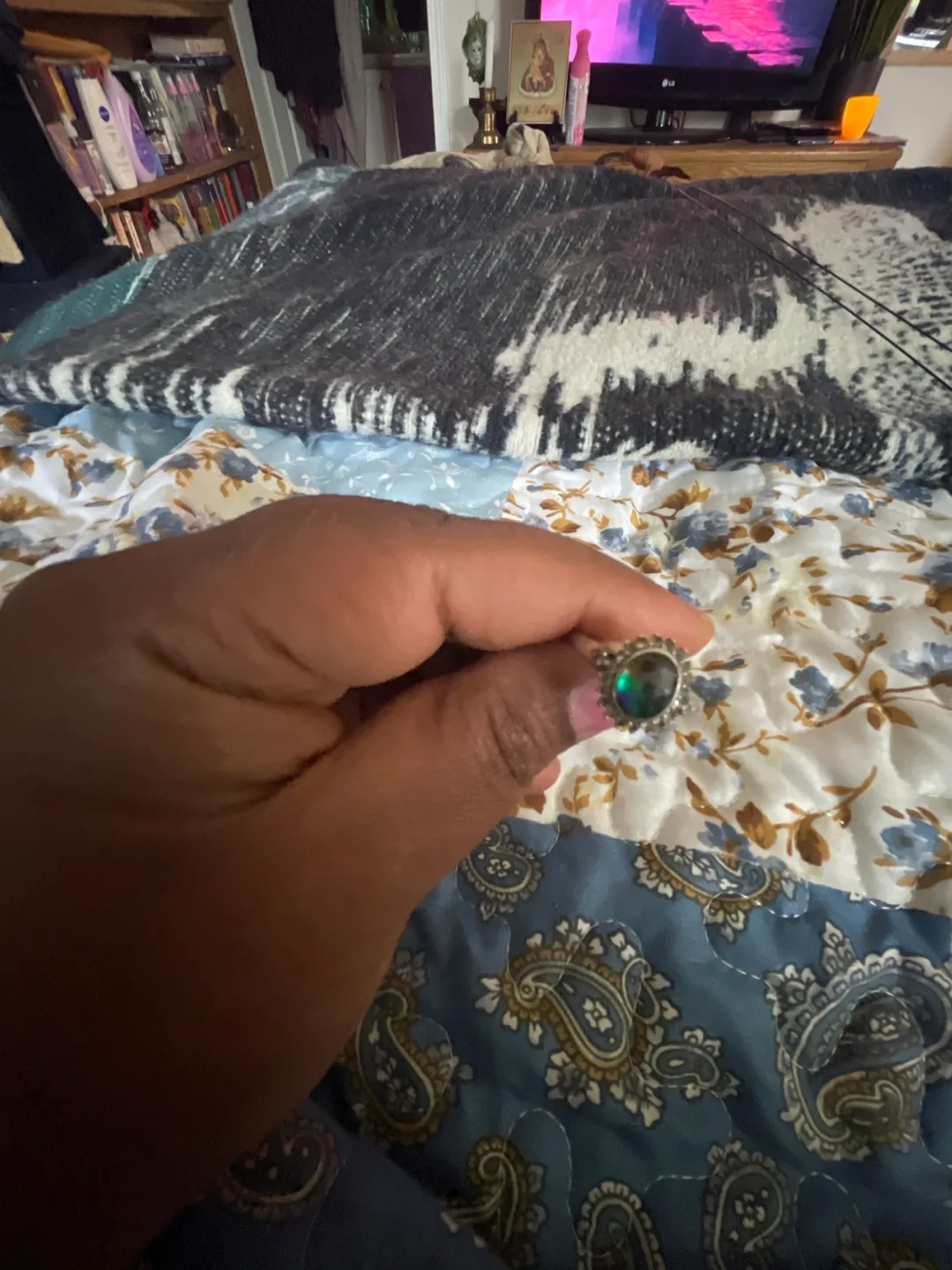 Unique Ammolite Silver Ring thumbnail