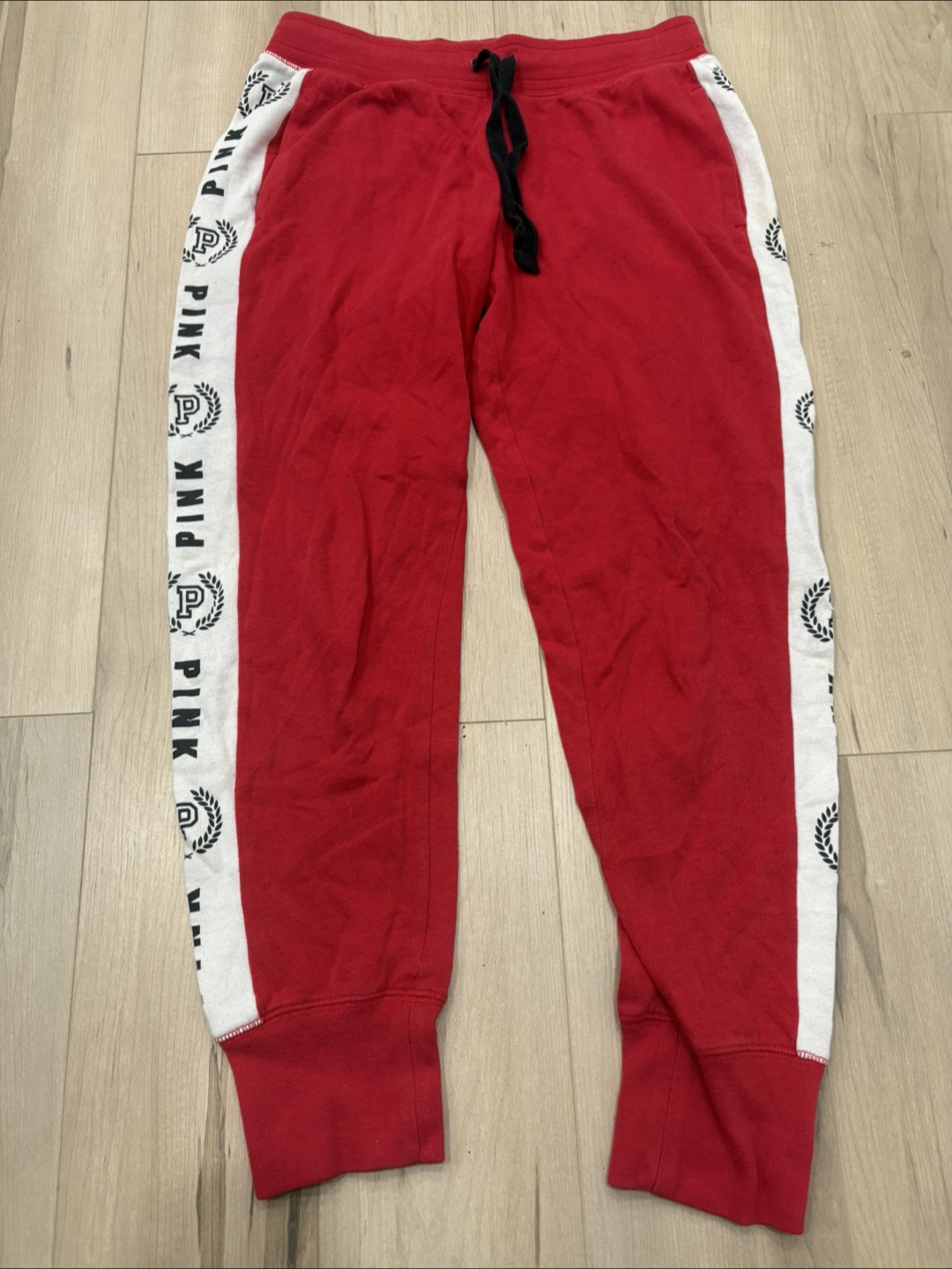 Pink Victoria's Secret Red Hoodie and Joggers Set