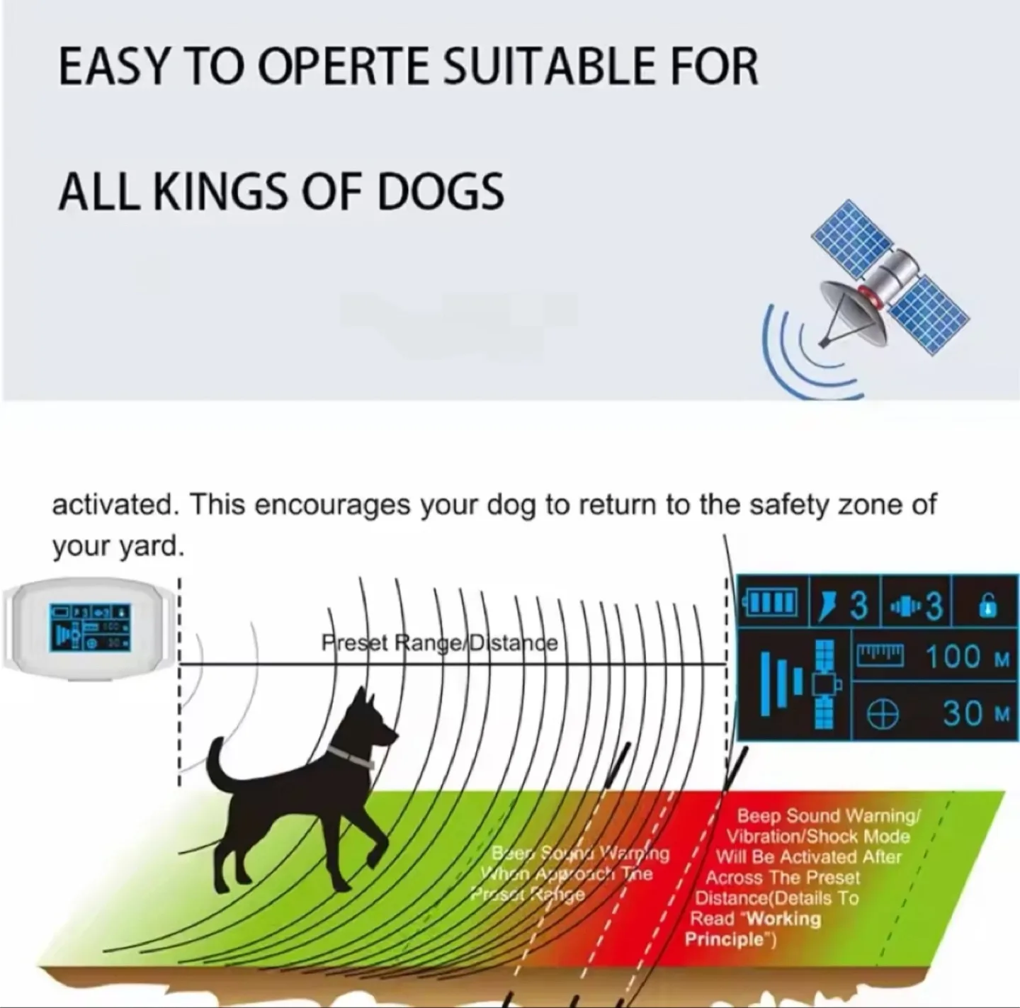 GPS Fence Dog Training Collar with Rechargeable Battery image indicator(5)