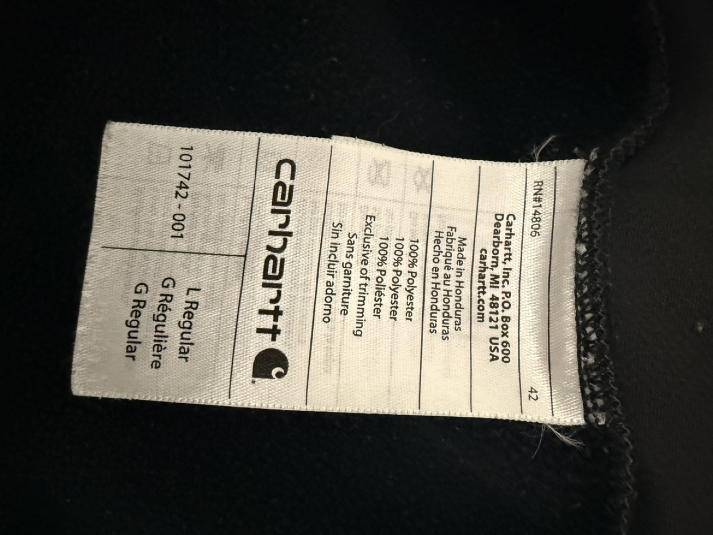 Carhartt Men's Size Large Black Fleece Jacket - photo 5