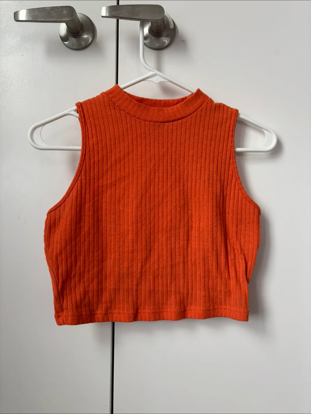 SHEIN Burnt Orange Ribbed Crop Top thumbnail