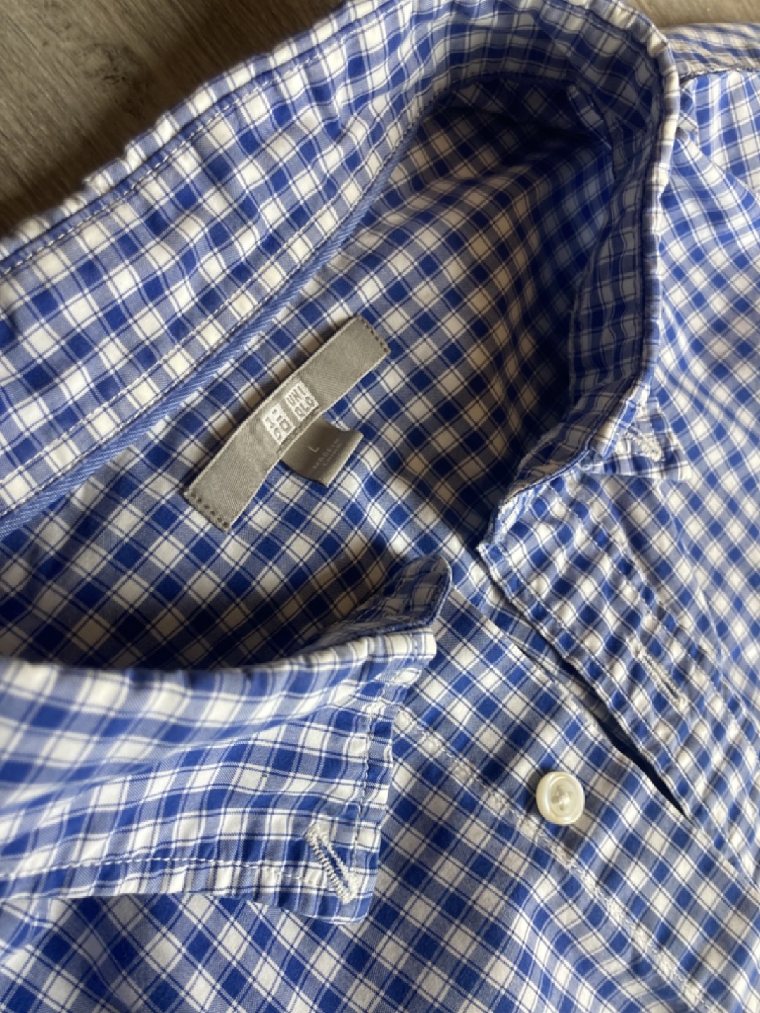 Men's UNIQLO Blue Gingham Long-Sleeve Shirt - photo 2
