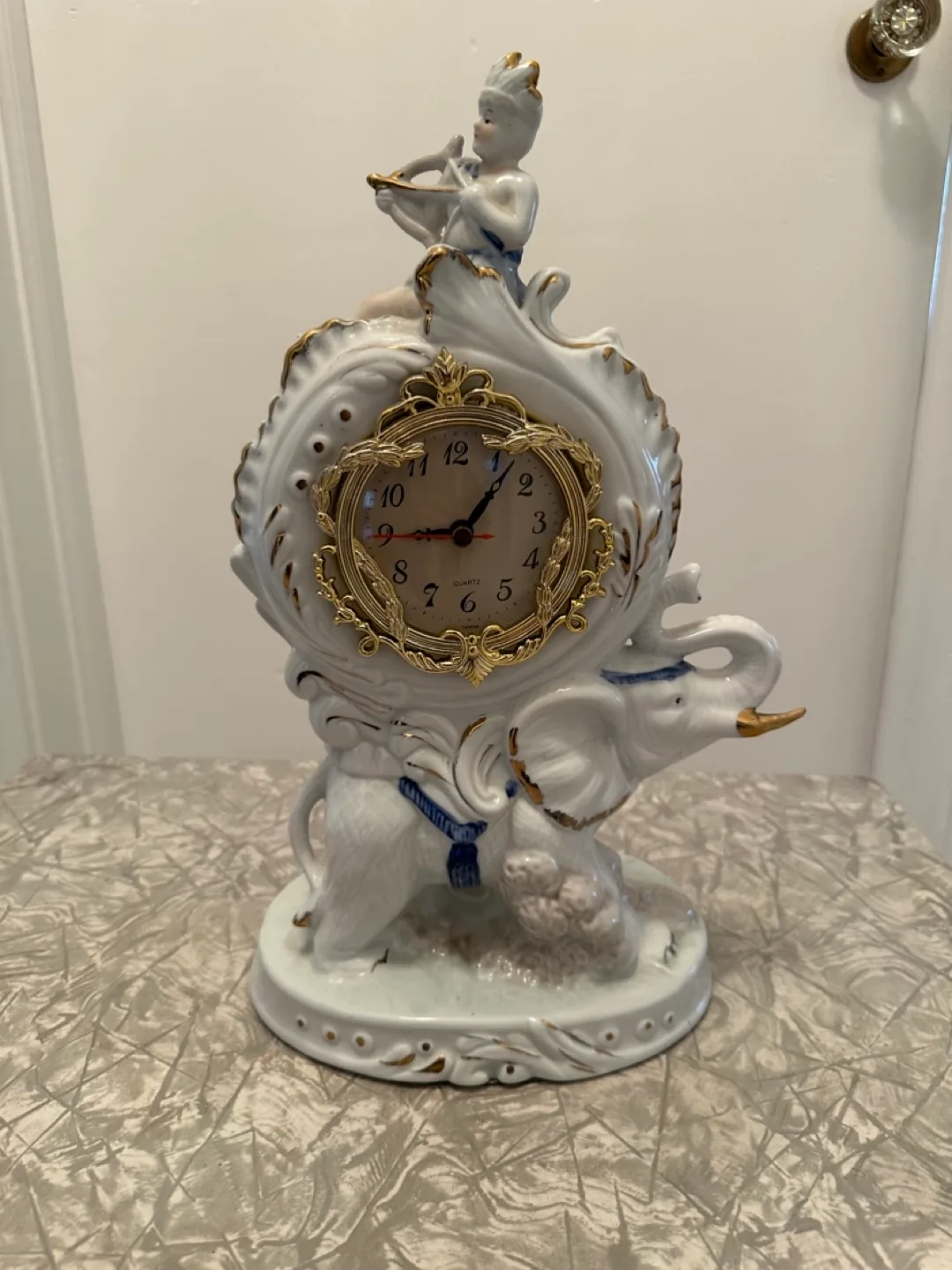 Ornate Porcelain Elephant Clock thumbnail