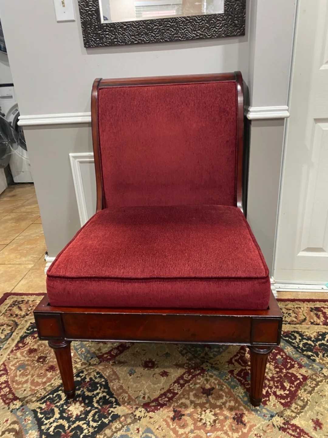 Elegant Red Upholstered Accent Chair image indicator(2)