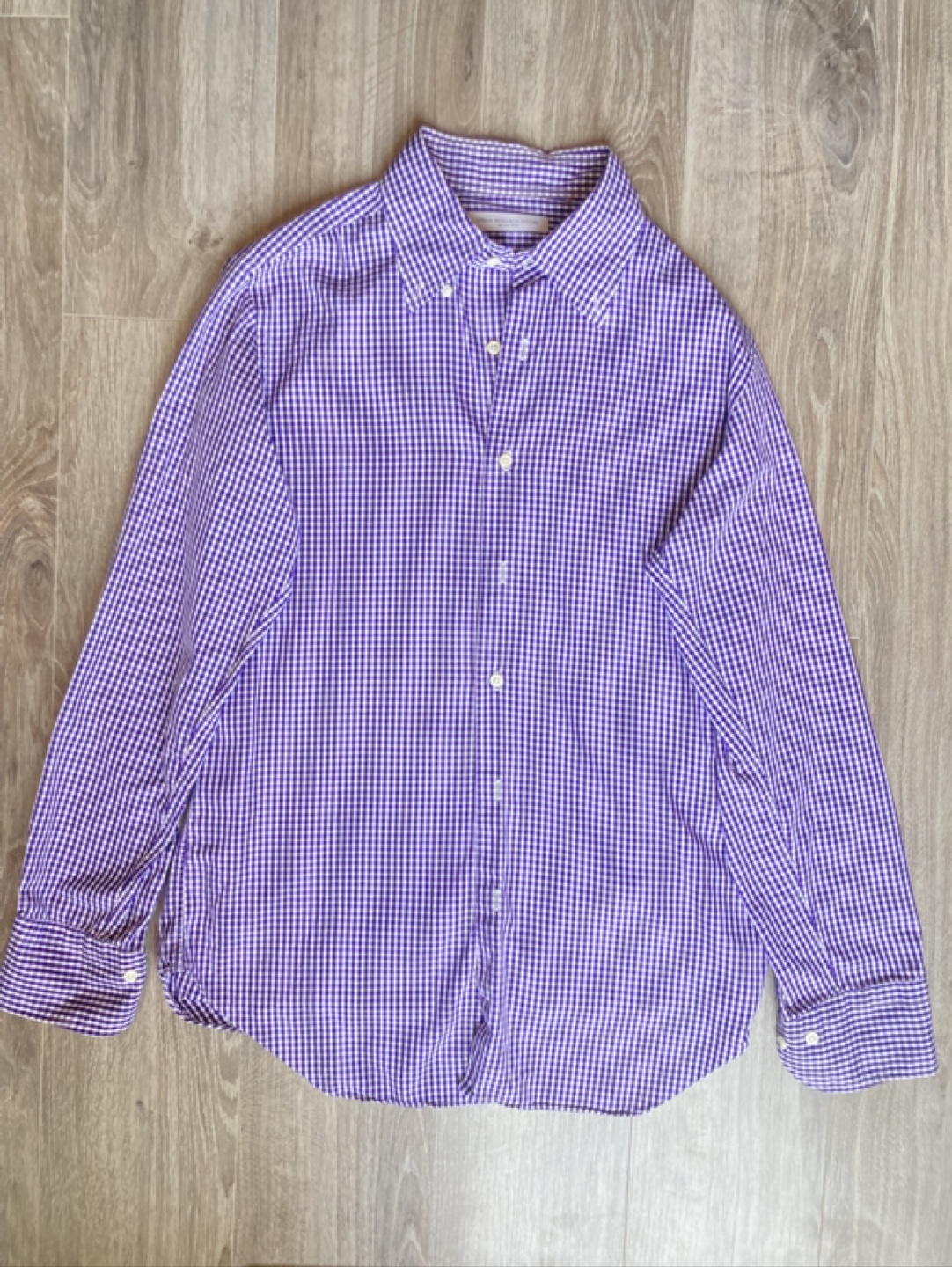 Urban Research Doors Purple Gingham Long-Sleeve Shirt