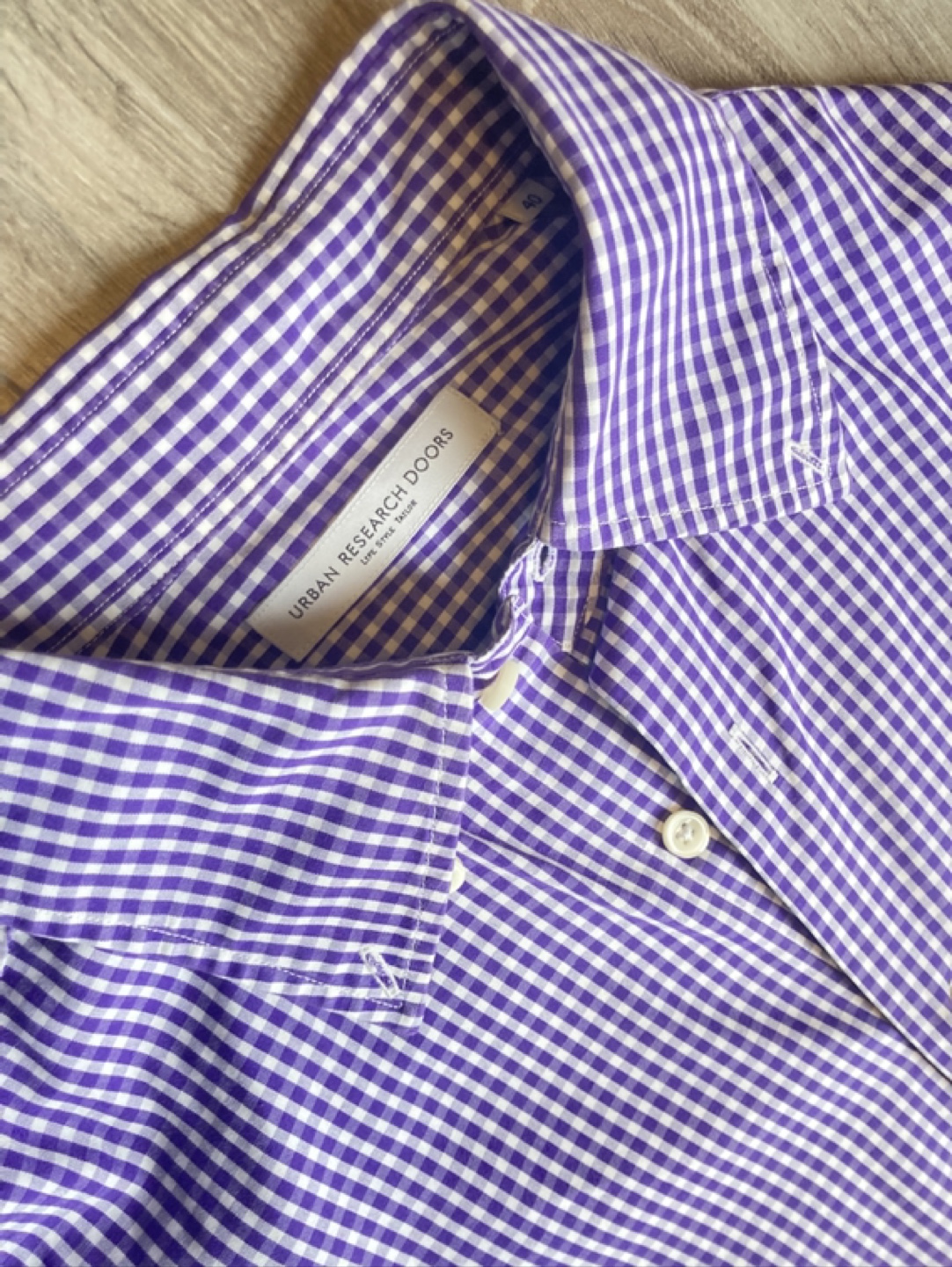 Urban Research Doors Purple Gingham Long-Sleeve Shirt - photo 2