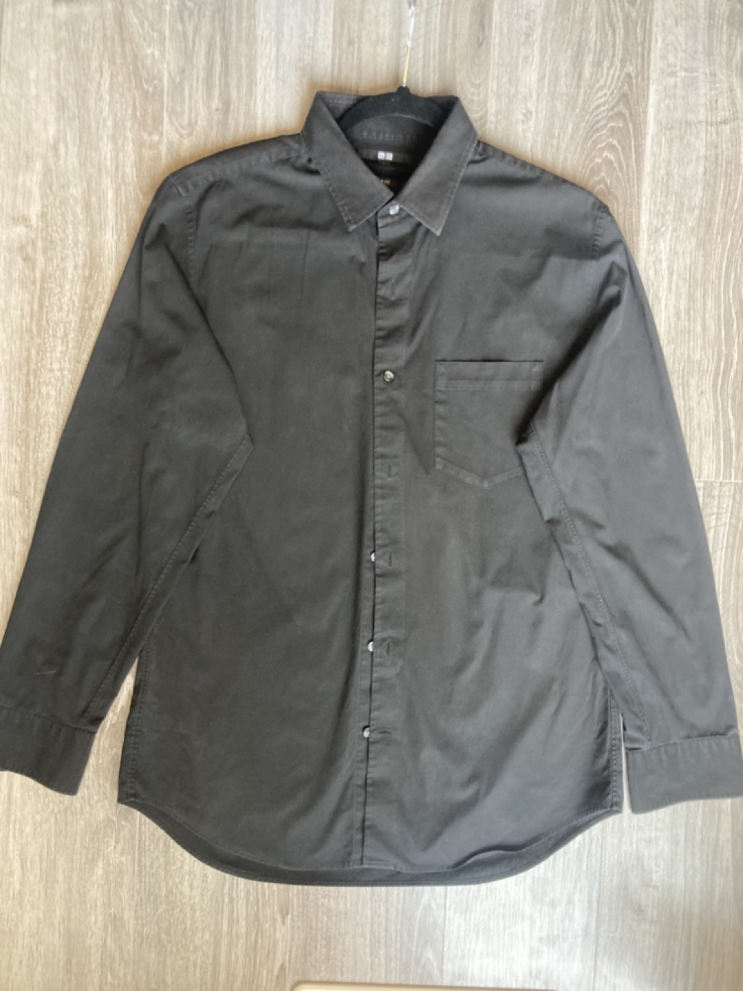 Men's UNIQLO Black Slim Fit Long Sleeve Shirt - Size L